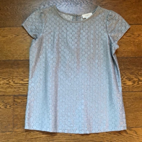 Ann Taylor Loft Factory Metallic Cap Sleeve Blouse - Picture 1 of 4